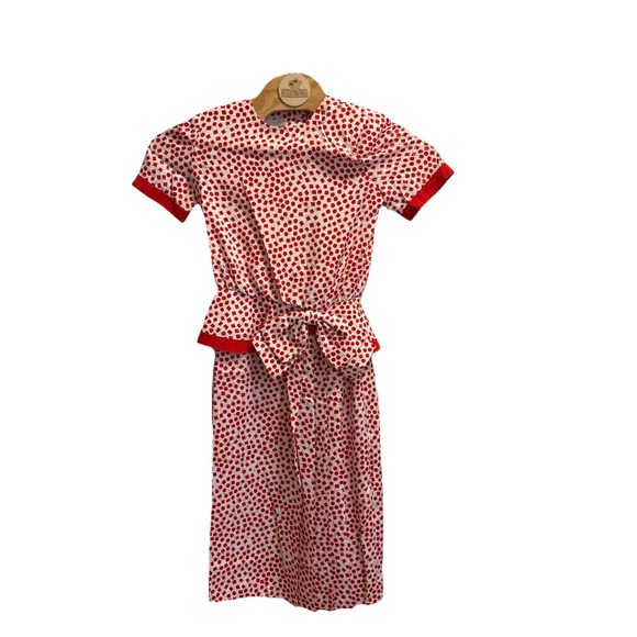NWT Raul Blanco VTG 80s Dress White W/Squares & Dots Women 6